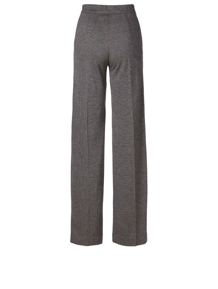 Wool-Blend Pants Glen Plaid Print