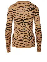 Wool-Blend Knit Top Tiger Print