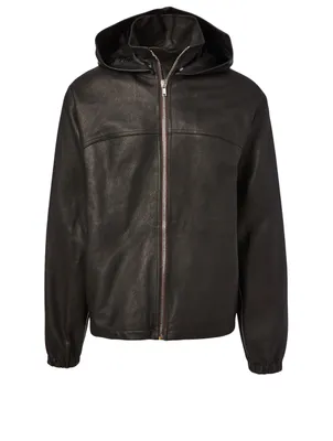 Leather Jacket With Removable Hood