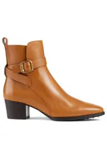 Leather Heeled Ankle Boots With Buckle