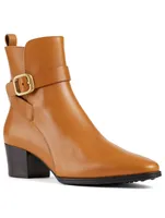 Leather Heeled Ankle Boots With Buckle