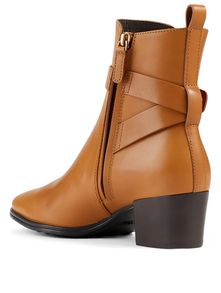 Leather Heeled Ankle Boots With Buckle