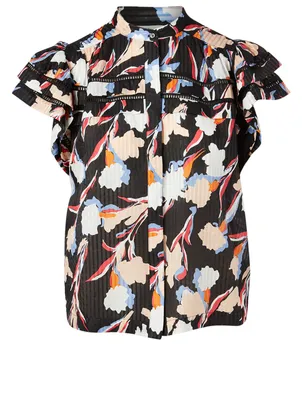 Huxlee Cotton And Silk Top Floral Print