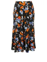 Brystal Silk Midi Skirt Floral Print