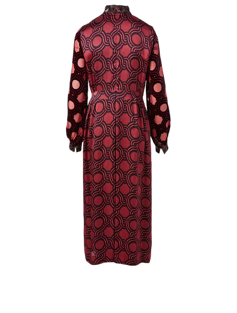 Devir Silk-Blend Printed Midi Dress