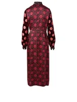 Devir Silk-Blend Printed Midi Dress