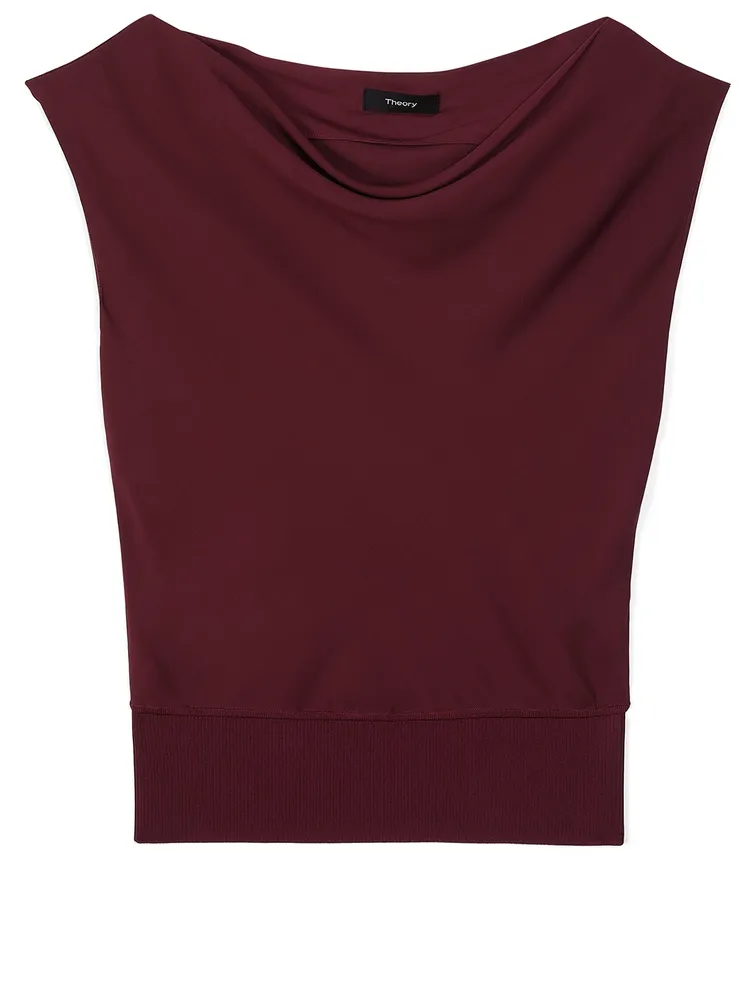 Silk Draped Cap-Sleeve Blouse