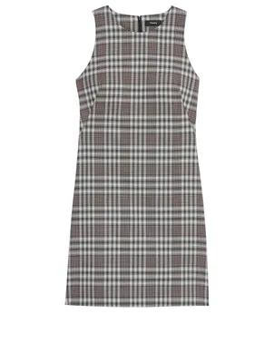 Wool Stretch Dress Plaid Print