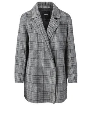 Wool And Cashmere Coat Plaid Print