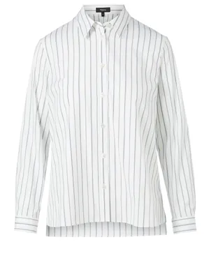 Cotton-Blend Trapeze Shirt Striped Print