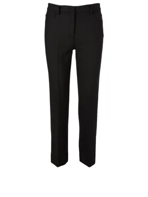 Wool Stretch Straight-Leg Pants