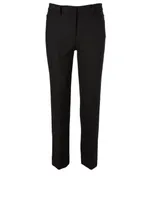 Wool Stretch Straight-Leg Pants