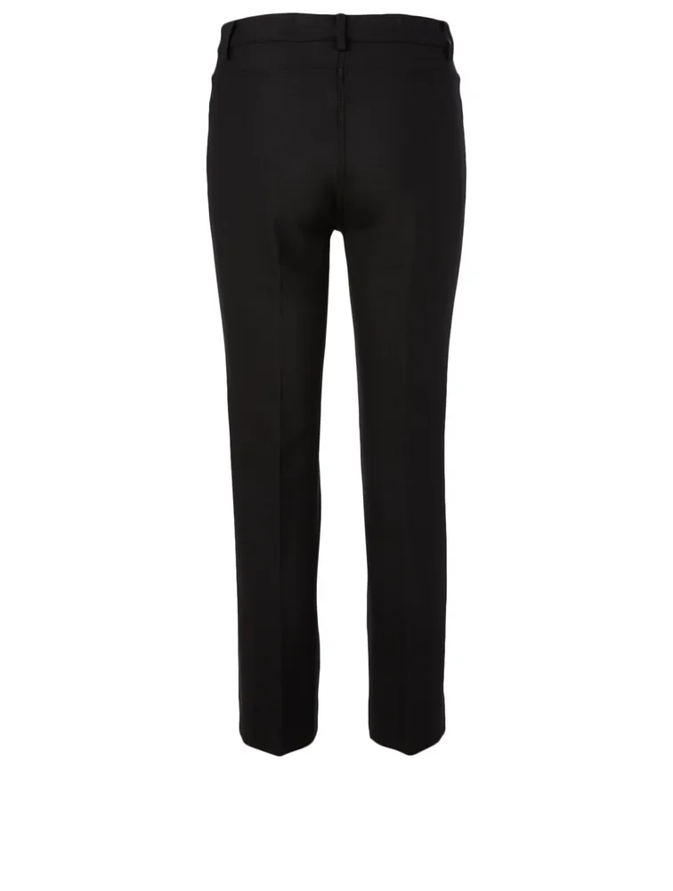 Wool Stretch Straight-Leg Pants