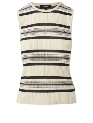 Wool-Blend Sleeveless Top In Striped Print