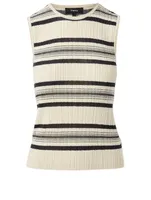 Wool-Blend Sleeveless Top In Striped Print