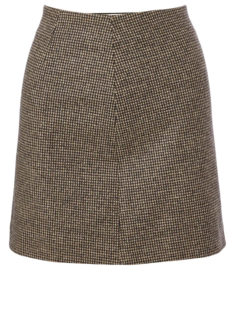 Wool-Blend Mini Skirt In Houndstooth Print