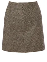 Wool-Blend Mini Skirt In Houndstooth Print