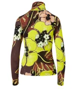 Hask Turtleneck Knit Top Floral Print