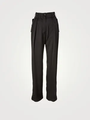 Poska Satin High-Waisted Pants