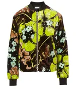 Velvet Quilted Blouson Jacket Floral Print