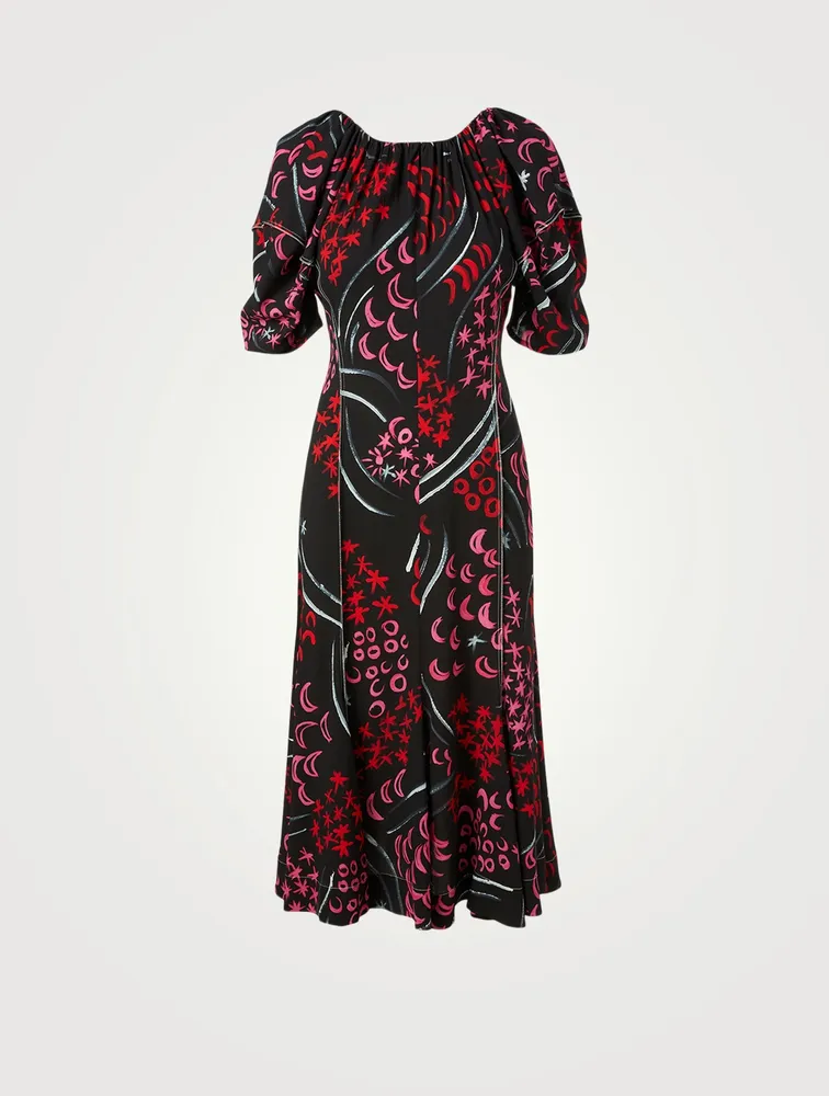 Scoopneck Printed Midi Dress