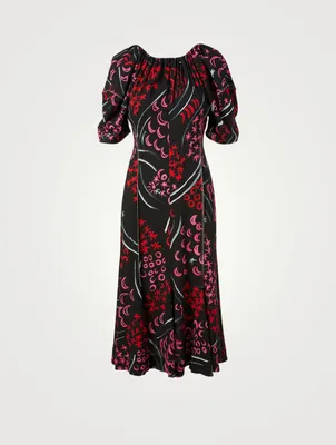 Scoopneck Printed Midi Dress