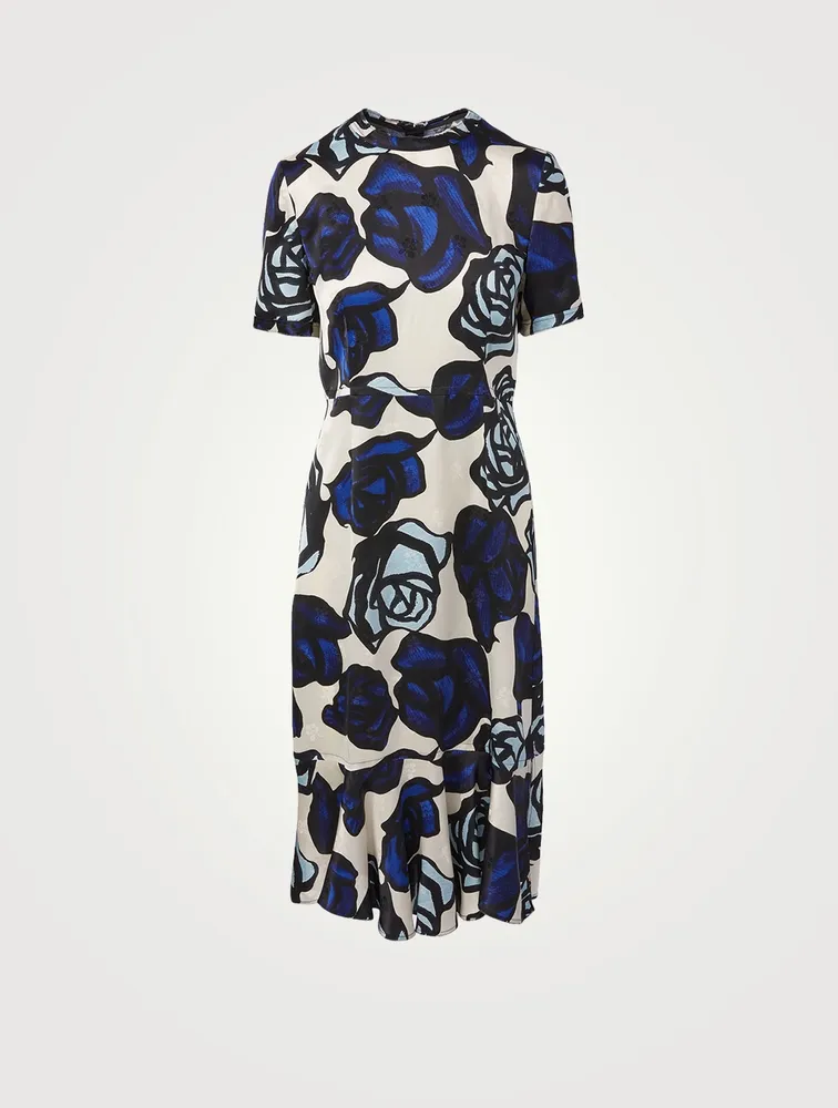 Short-Sleeve Bodycon Dress Floral Print