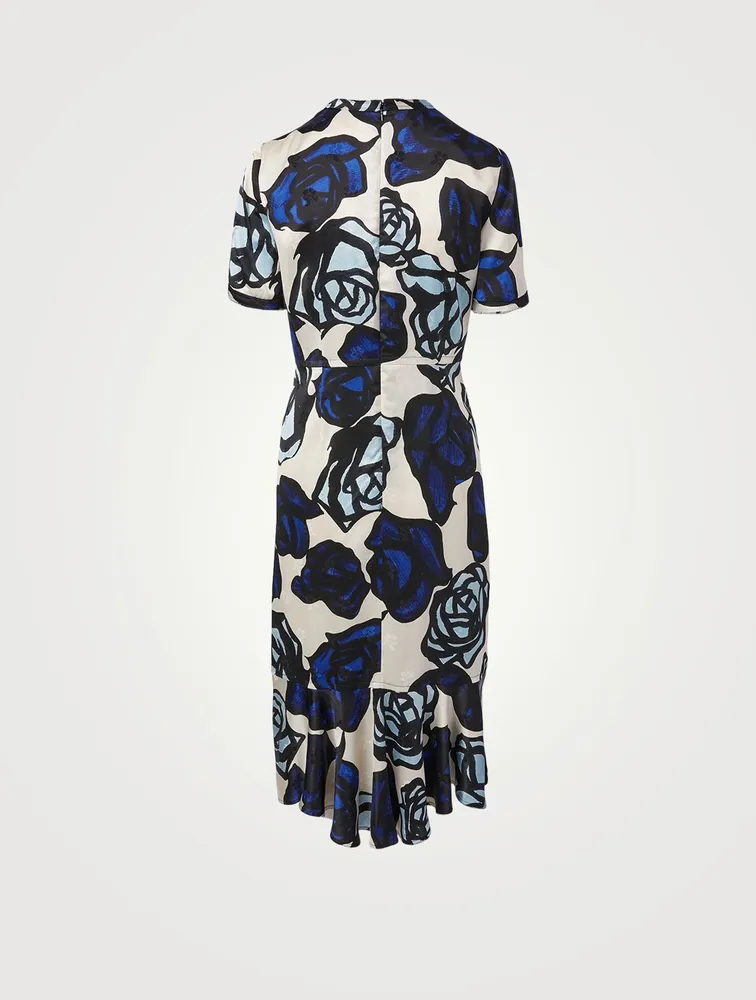 Short-Sleeve Bodycon Dress Floral Print