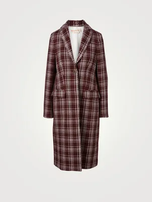 Cashmere-Blend Coat Check Print