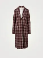 Cashmere-Blend Coat Check Print