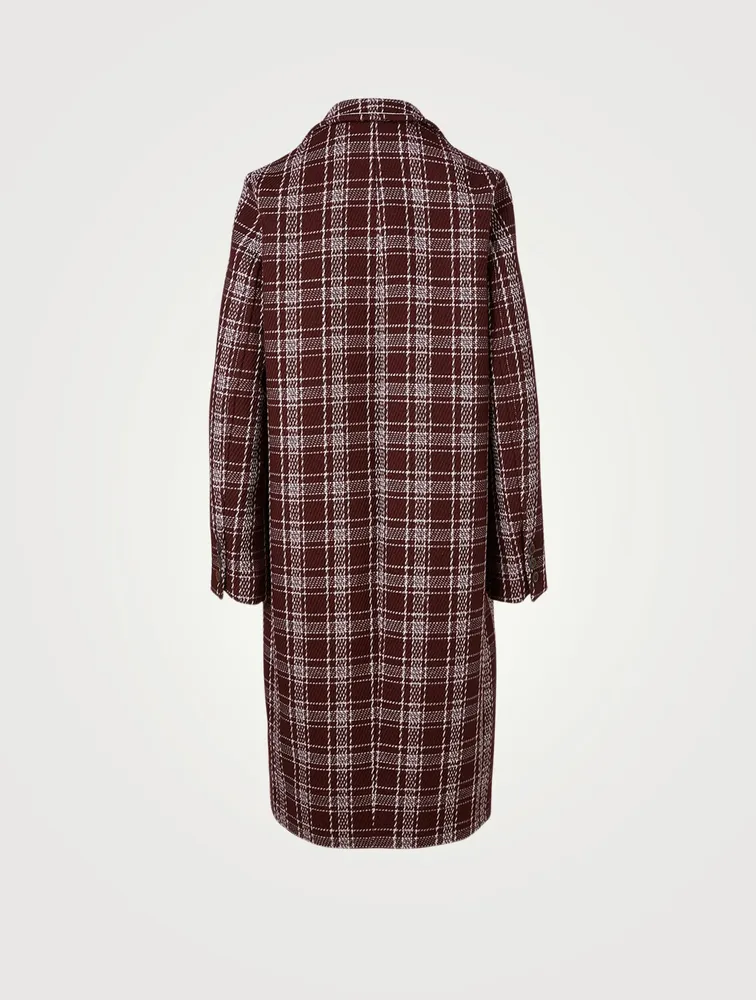 Cashmere-Blend Coat Check Print