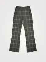 Wool Cropped Flare Pants Check Print