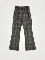 Wool Cropped Flare Pants Check Print