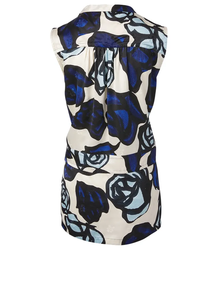 Sleeveless Tunic Blouse Floral Print