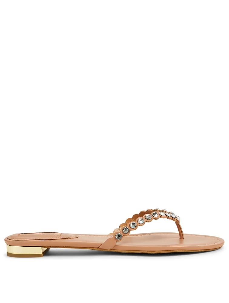 Tequila Crystal Leather Thong Sandals