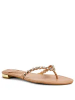 Tequila Crystal Leather Thong Sandals