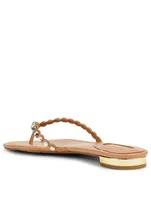 Tequila Crystal Leather Thong Sandals