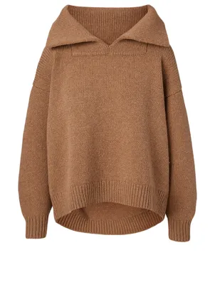 Wool Split-Collar Sweater