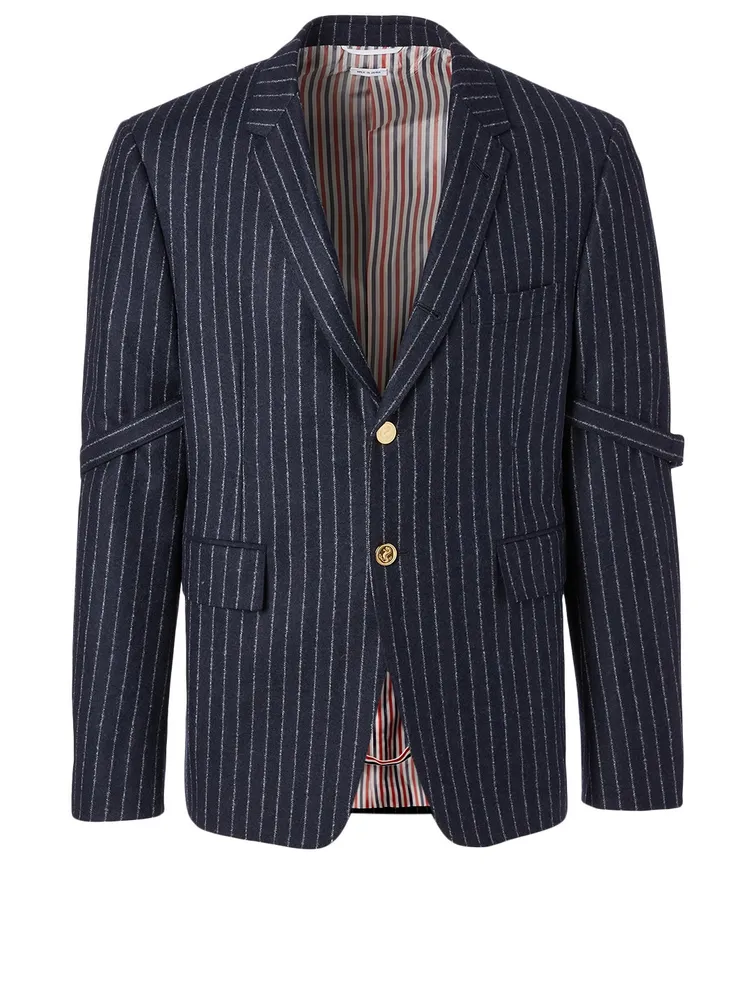 Wool Striped Jacket With Armband