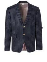 Wool Striped Jacket With Armband