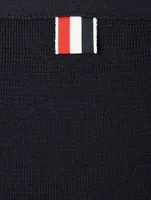 Wool Milano Stitch Cardigan With Four-Bar Stripe