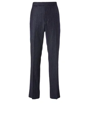 Wool Striped Pants With Backstrap