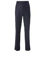 Wool Striped Pants With Backstrap