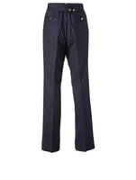 Wool Striped Pants With Backstrap