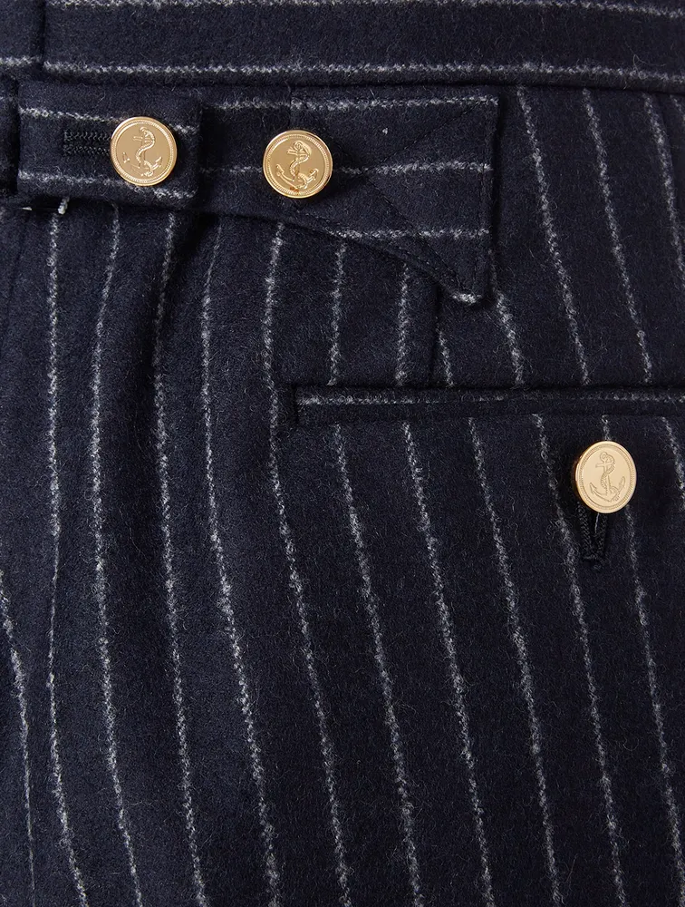 Wool Striped Pants With Backstrap