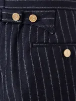 Wool Striped Pants With Backstrap