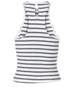 Racer Keyhole Tank Top Striped Print