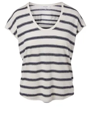 Easy Scoop Linen T-Shirt Striped Print