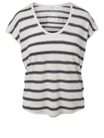 Easy Scoop Linen T-Shirt Striped Print