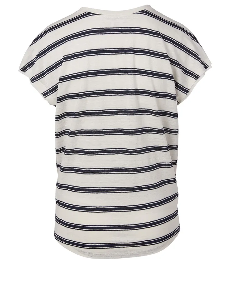 Easy Scoop Linen T-Shirt Striped Print